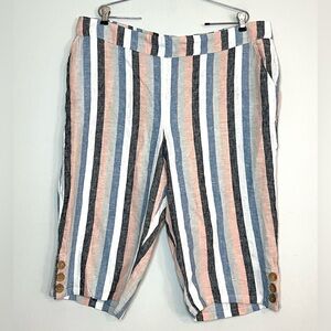 Naturals D&Co High Rise Linen Blend Capris Pants Sz 1X